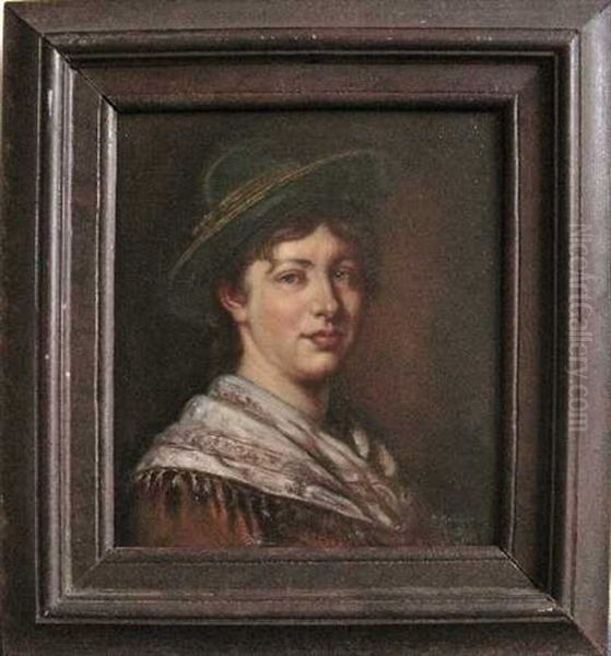 Portrait Eines Dirndls Oil Painting by Hans Brunner