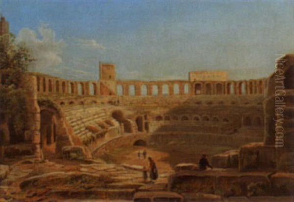 Die Arena Von Arles Oil Painting by Karl (Carl) Brunner