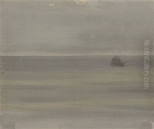 A Misty Sea Oil Painting by Jean Brusselmans