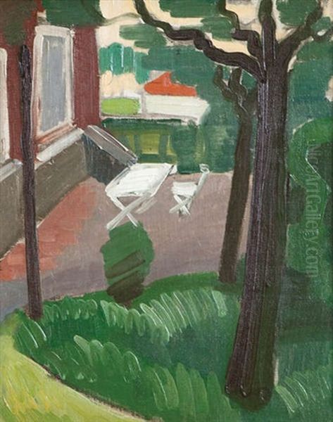 Le Jardin De La Maison De Jean Oil Painting by Jean Brusselmans