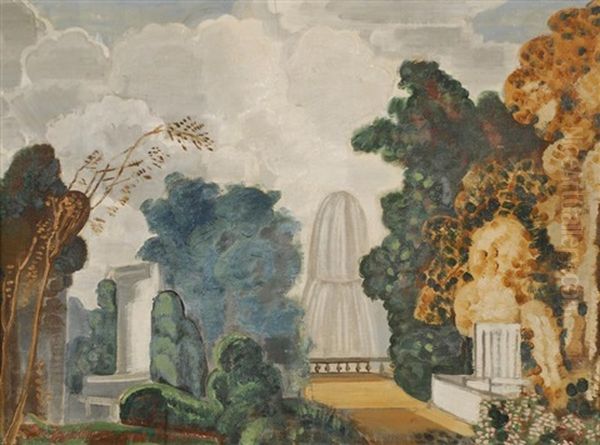 Paysage D'apres Fragonard Oil Painting by Jean Brusselmans