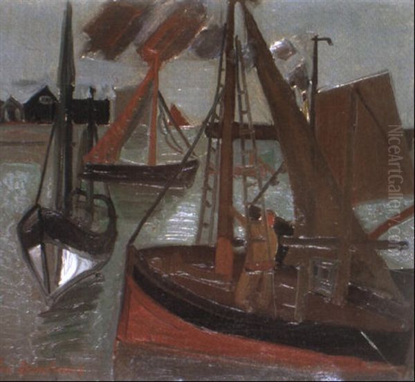 De Haven Van Zeebrugge Oil Painting by Jean Brusselmans