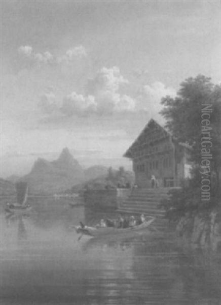 Lac De La Gruyere Oil Painting by Jean Bryner