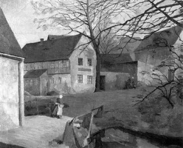 Dorfstrase Am Vorfruhlingsmorgen Oil Painting by Hans Buch