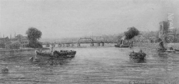 Old Battersea Bridge Oil Painting by George F. Buchanan