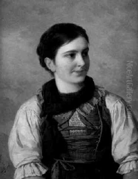 Bildnis Eines Bauernmadchens Oil Painting by Josef Bueche