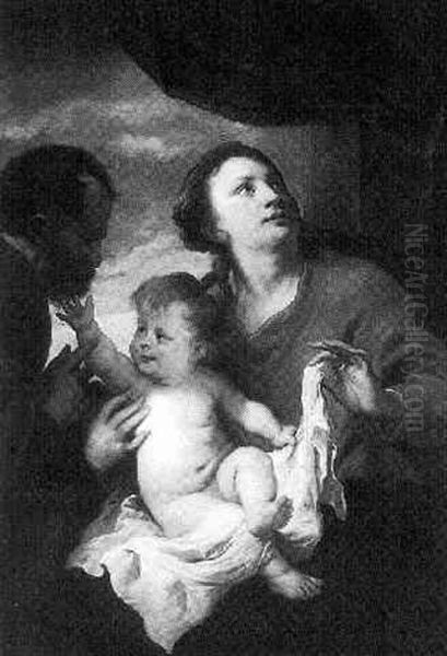 Hl. Familie Oil Painting by Josef Bueche