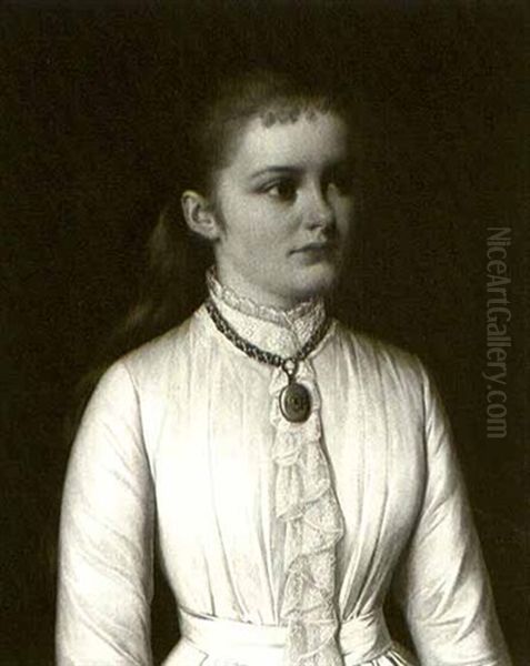 Young Girl In A White Dress Oil Painting by Josef Bueche