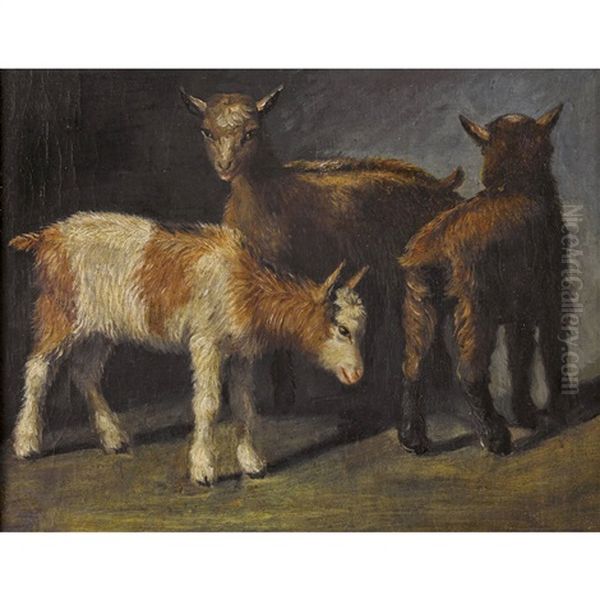 Drei Zicklein Oil Painting by Karl Bucher