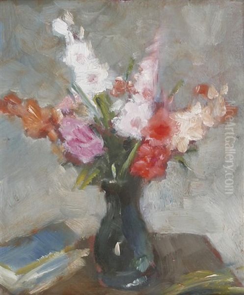 2 Bilder Blumen In Vase Oil Painting by Alfred Buchta