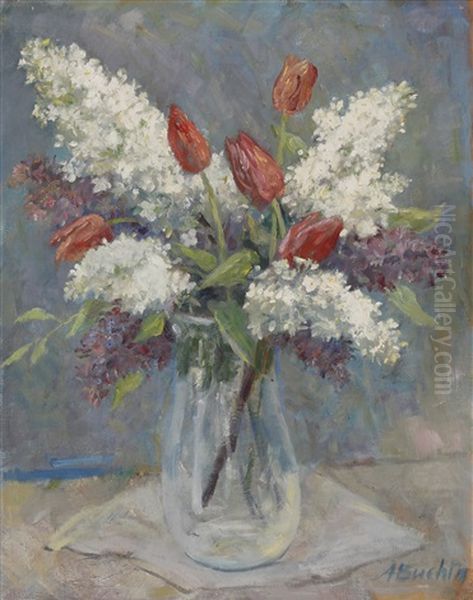 Blumenstraus In Vase Oil Painting by Alfred Buchta
