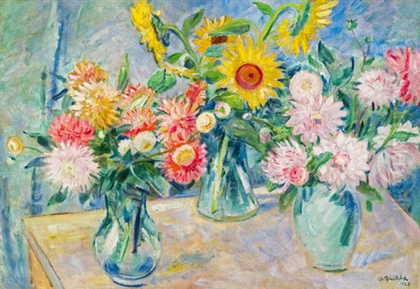 Drei Vasen Oil Painting by Alfred Buchta