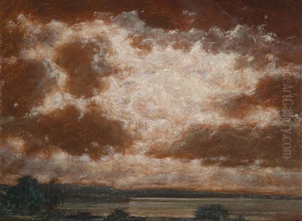 Wolkenstudie Bei Nacht Uber Einem See Oil Painting by Robert Buchtger