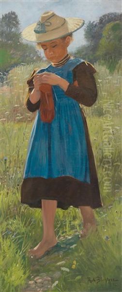 In Die Handarbeit Vertieft Oil Painting by Robert Buchtger