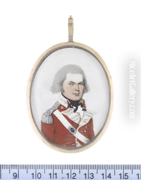 Captain Benjamin Follett Of The 13th Regiment Of Foot (d.1833), Wearing Red Coat With White Facings, Silver Lace, Buttons And Epaulettes... Oil Painting by Frederick Buck