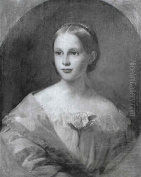 Portrait Of A Scottish Boy [&] Portrait Of A Young Girl [oval Shape] Oil Painting by Richard Buckner