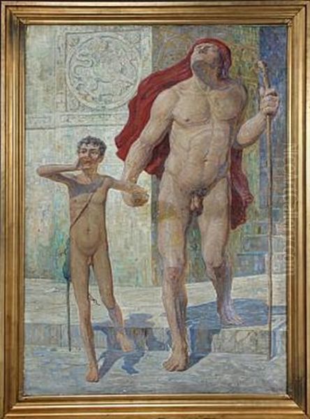 Den Blinde Belisar Oil Painting by Carl Budtz-Moller