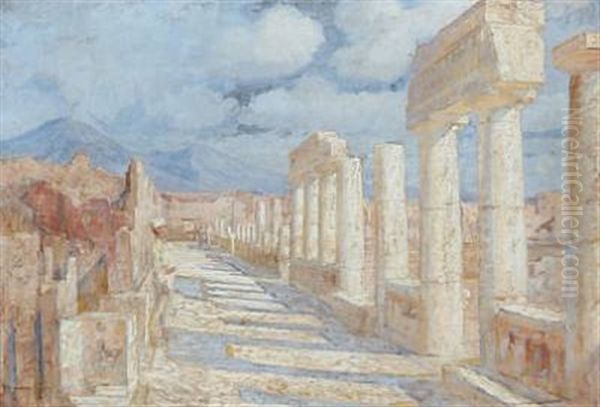 Forum Civite, Pompeji Oil Painting by Carl Budtz-Moller