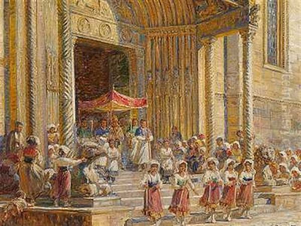 Procession, Piave Dei Greci. Sicilien Oil Painting by Carl Budtz-Moller