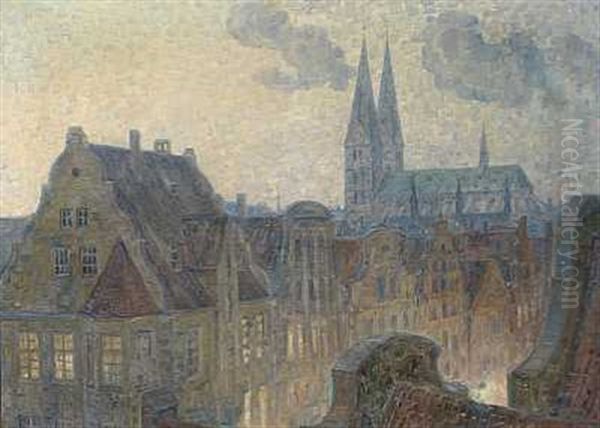 Udsigt Over Lubecks Tage Oil Painting by Carl Budtz-Moller