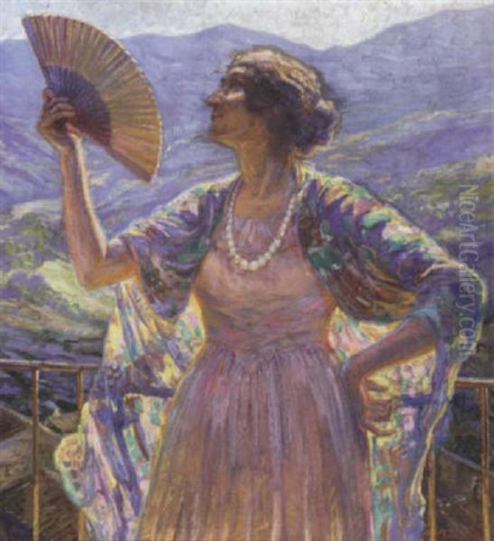 Fanning The Flames Oil Painting by Carl Budtz-Moller