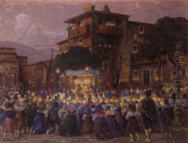 Midnight Mass Oil Painting by Carl Budtz-Moller
