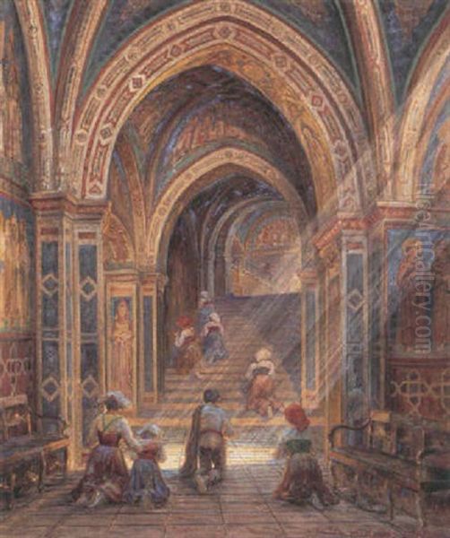 La Scala Sancta I Sacro Speco I Klosterkirken St. Benedetto, Subiaco Oil Painting by Carl Budtz-Moller