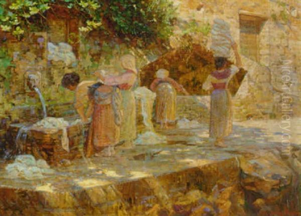 Le Jour De Lessive Oil Painting by Carl Budtz-Moller