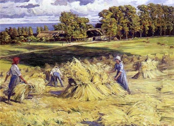 Hostdag - Melstedgard Oil Painting by Carl Budtz-Moller