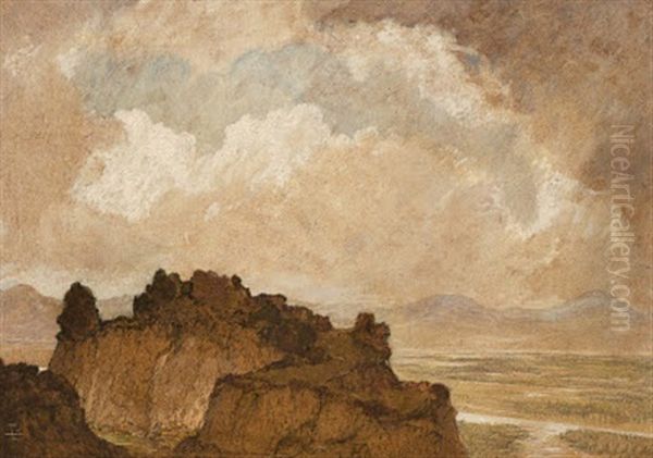 Flusslandschaft Oil Painting by Hans Adolf Buhler