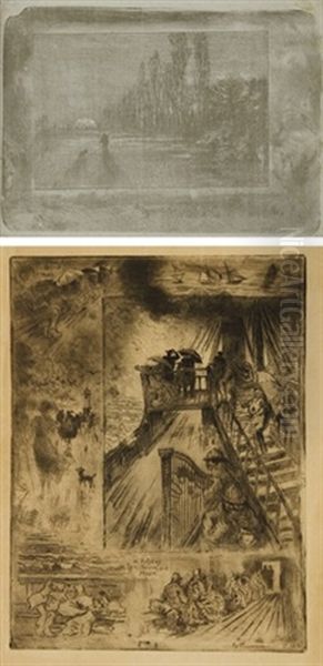 Le Petit Chasseur (+ La Traversee; 2 Works) Oil Painting by Felix-Hilaire Buhot