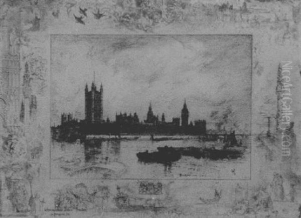 Westminster Bridge Oil Painting by Felix-Hilaire Buhot