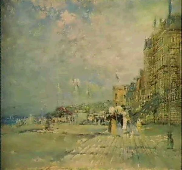 La Plage De Trouville Oil Painting by Felix-Hilaire Buhot