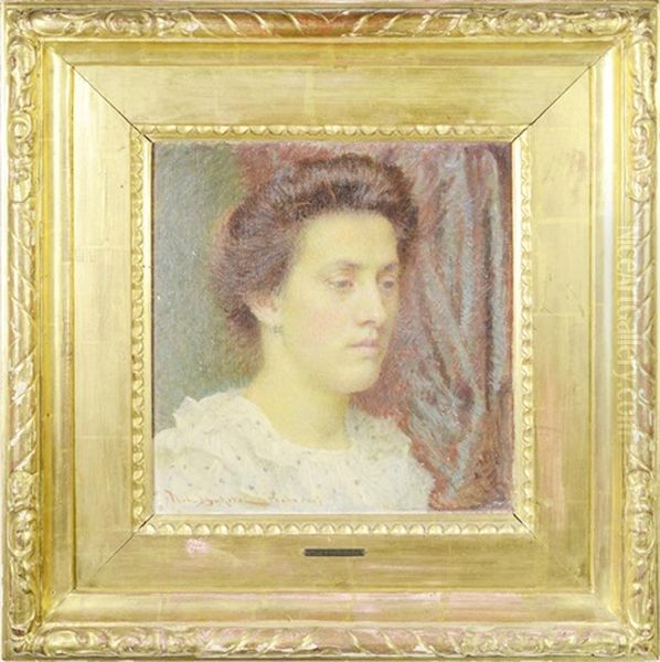 Portrait Of A Young Lady Oil Painting by Vlacho Bukovac