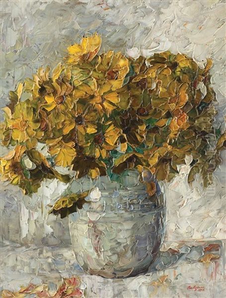 Flori Galbene Oil Painting by Petru Bulgaras