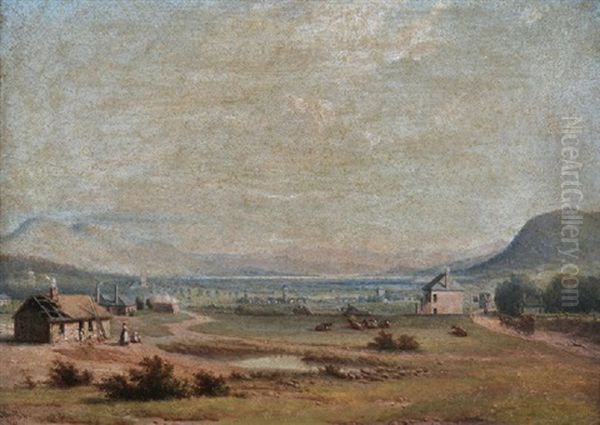 Tollgate Newtown Hobart Oil Painting by Knud Geelmuyden Bull