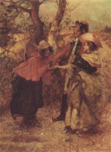 Gypsy Fortune Teller Oil Painting by Edgar Bundy