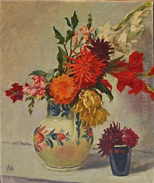 Mixed Flowers In Jug Oil Painting by Rupert Charles Bunny