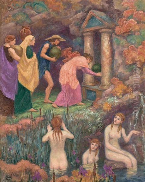 Offrande Aux Nymphes (offering To The Nymphs) Oil Painting by Rupert Charles Bunny