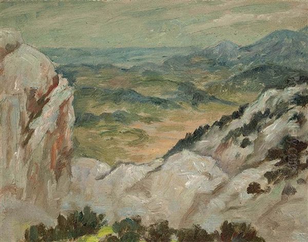 Sketch For 'overlooking The Gorge Ollioules Oil Painting by Rupert Charles Bunny