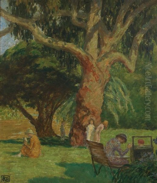 Scene In Botanical Gardens Oil Painting by Rupert Charles Bunny