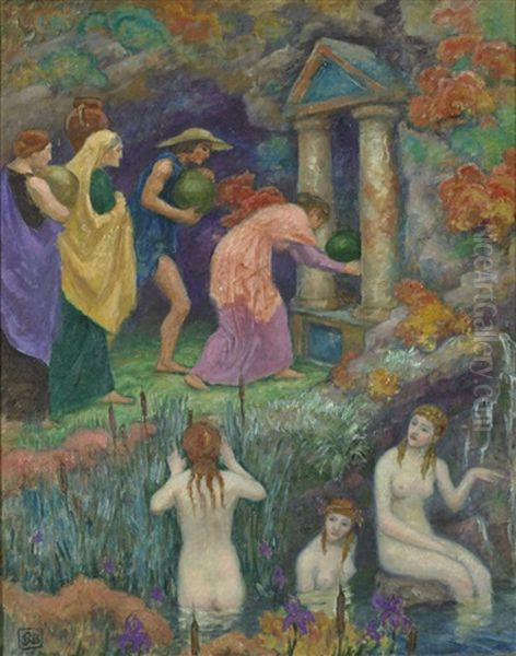 Offrande Aux Nymphes, Offering To The Nymphs Oil Painting by Rupert Charles Bunny