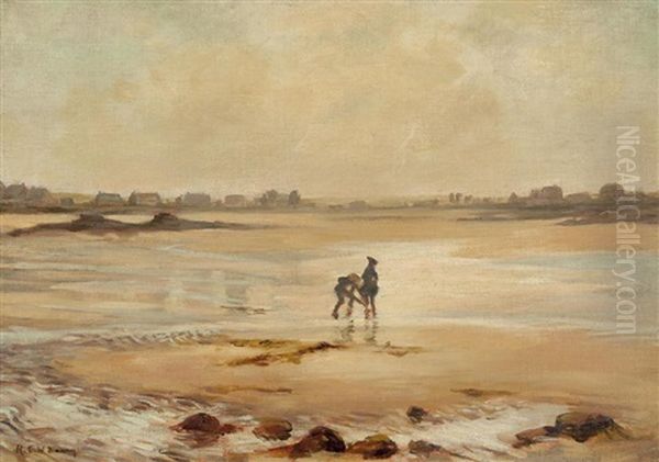 Low Tide Etaples Oil Painting by Rupert Charles Bunny