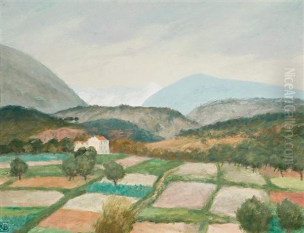 Mountains Near Vence, South Of France Oil Painting by Rupert Charles Bunny