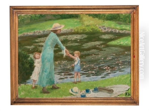The Lily Pond (from The Royal Botanic Gardens Melbourne Series) Oil Painting by Rupert Charles Bunny