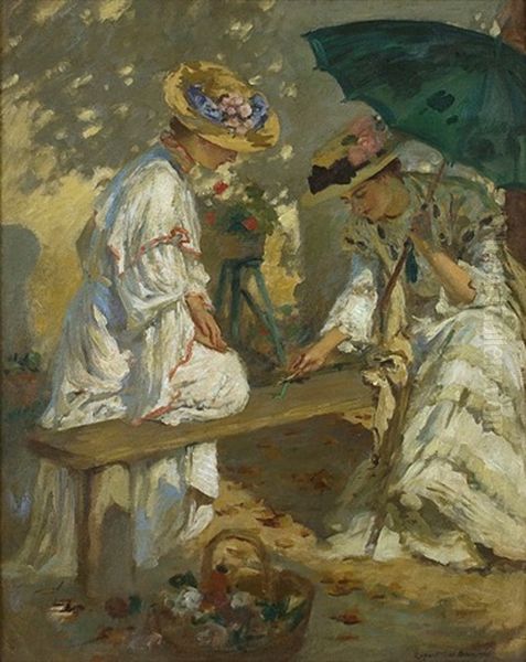 La Chenille Vert (the Green Caterpillar) Oil Painting by Rupert Charles Bunny