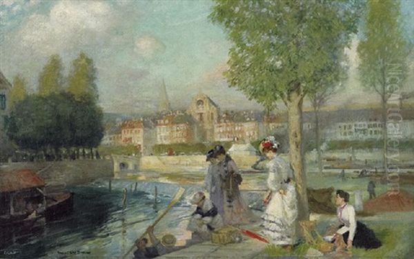 A Provincinal Town In France Oil Painting by Rupert Charles Bunny