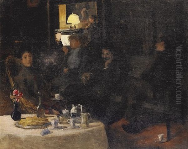 Untitled (a Parisienne Soiree) Oil Painting by Rupert Charles Bunny