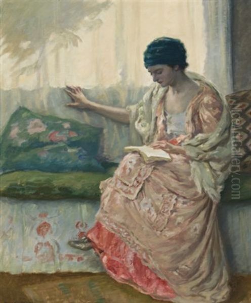 Femme Lisant-woman Reading Oil Painting by Rupert Charles Bunny