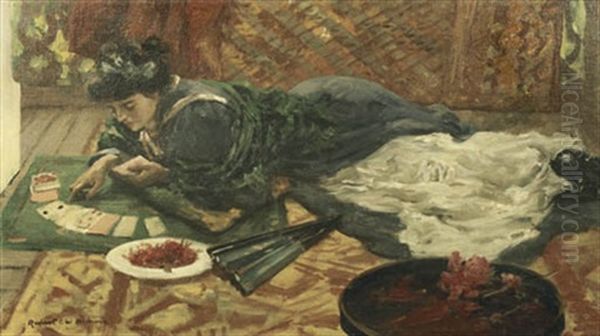 A Game Of Patience Oil Painting by Rupert Charles Bunny